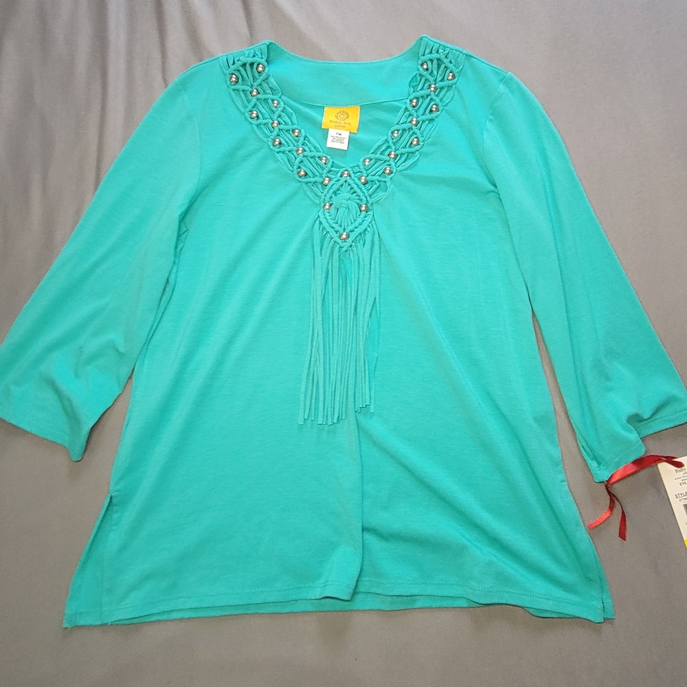 NWT Ruby Rd. Teal Embellished Women's Top - Petite M
